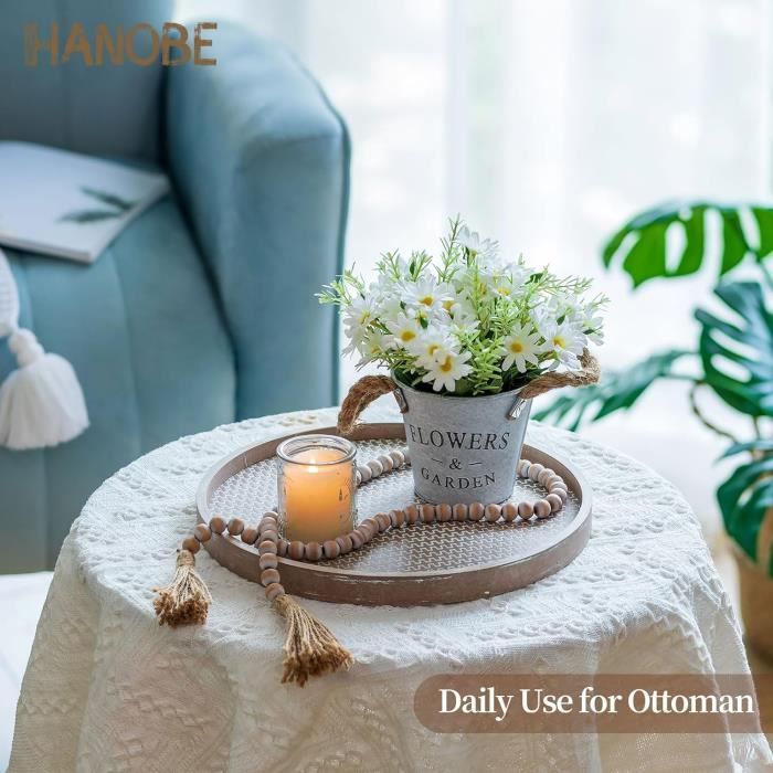 Plateau de service décoratif en bois rustique avec coins en métal