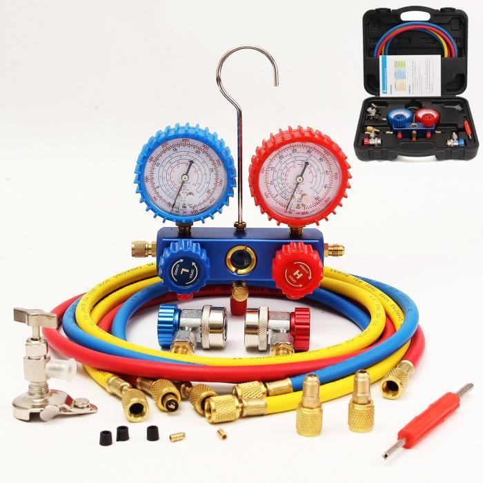 Pompe à Vide 42 L/min + Manifold 2 Voies Pour Clim Frigoriste R32 R410A