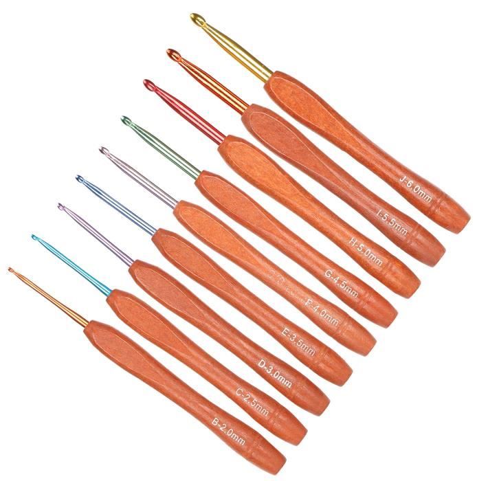 9-delige Haaknaalden Set – Aluminium Haaknaalden Met Ergonomische Plastic Handgreep – Complete Haakset In 9 Maten (2 Mm T/m 6 Mm) – Ideaal Voor Alle Garensoorten