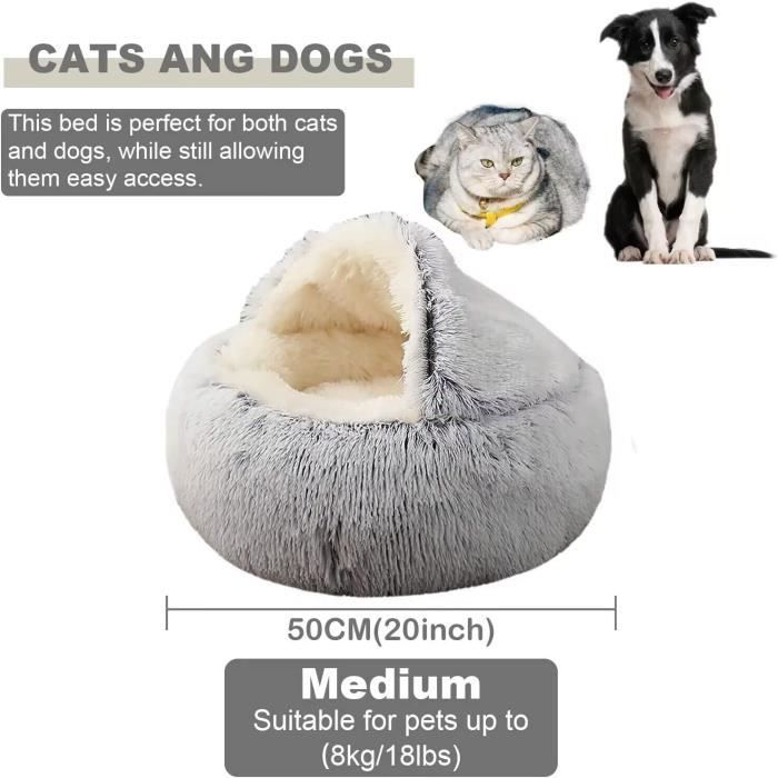 Panier Donut Pour Chien Et Chat - Doudou Anti-stress, Fond Antidérapant - Gris Foncé 80cm - 3
