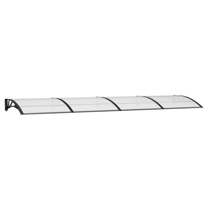 VidaXL Auvent Porte D'Entrée 400x75 Cm – Marquise Polycarbonate Noir & Transparent, Protection Pluie UV Vent – Robuste & Facile à Installer
