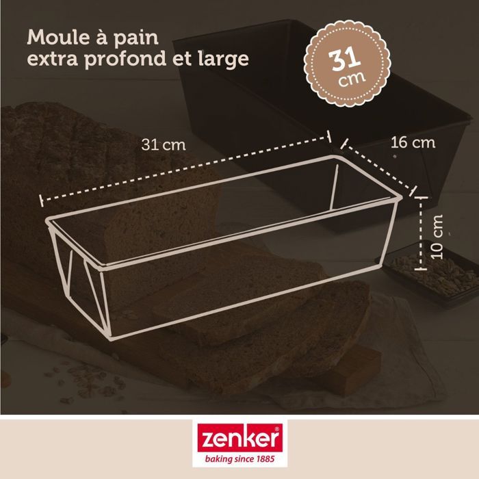 Moule à Pain Zenker 31x16x10cm - Anti-adhésif - Acier Résistant à 230°C - Fabriqué En Allemagne