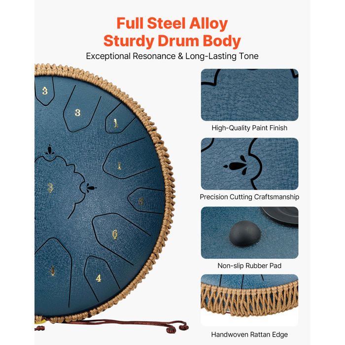 Tambour En Acier 6 Notes – Instrument De Méditation Et Relaxation Avec Maillet - 11