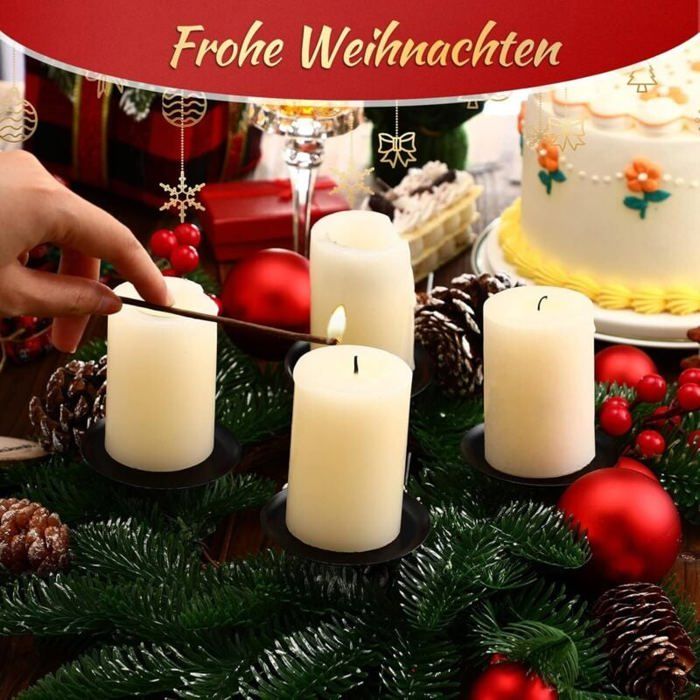 6 Bougeoirs Métal Pour Couronne De L’Avent – Support Bougies 2,5 Cm – Décoration De Table Noël – Argenté, 11 Cm De Haut - 4