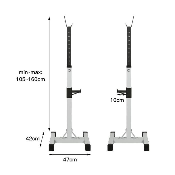 2 Supports à Squat Réglables - Charge Max 300 Kg Chacun, Hauteur 30-40 Cm, En Acier Carbone Et Nylon