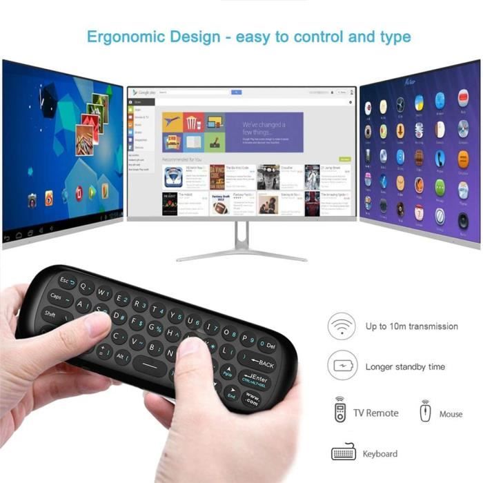 Clavier et Souris Telecommande pour Android TV, Smart TV, PC, Ordinateur  Portable
