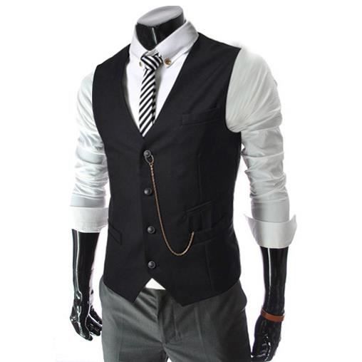 Gilet costume noir hot sale homme