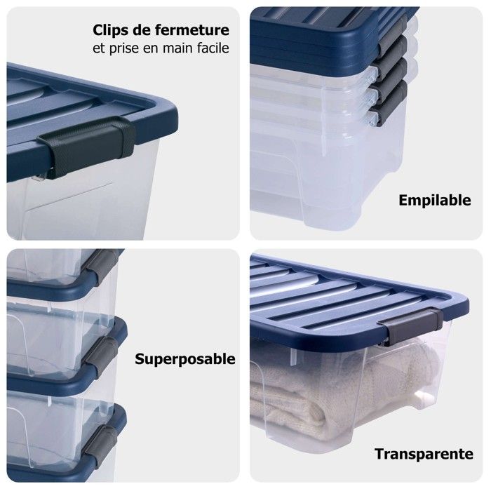 Brandsseller Lot 3 Paniers Rangement Rotin Bleu – 23/21/19 Cm – Organisateurs Étagères Déco