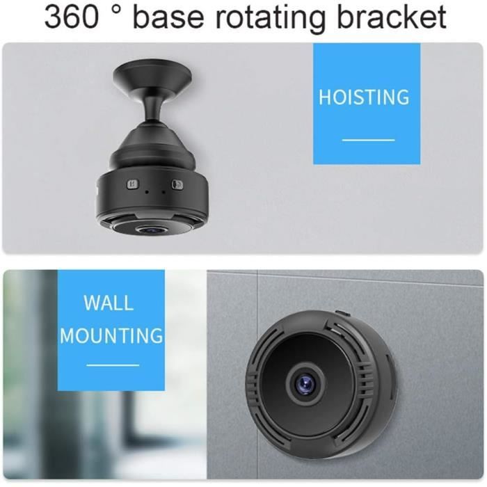 Mini Caméra Espion WiFi 1080P - Vision Nocturne, Grand Angle 150° - Pour Surveillance Intérieure/Extérieure - Noir