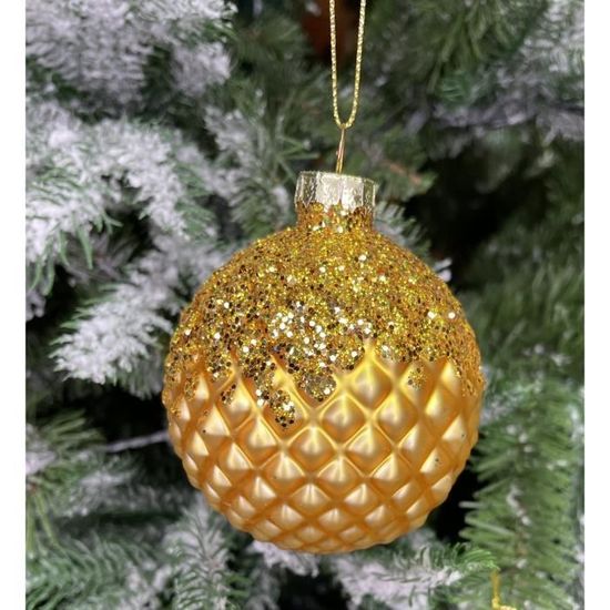 Lot de 6 boules de Noël en verre rond sphères Ornaments Décoration 8 cm 