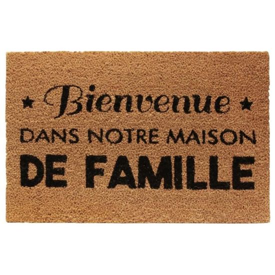 Q8136 - Paillasson Paille Messages Noir Les r/ègles de la Maison Sourire 7J//7 et Bonne Humeur 24H//24 - 60x40 cm Les Tr/ésors De Lily