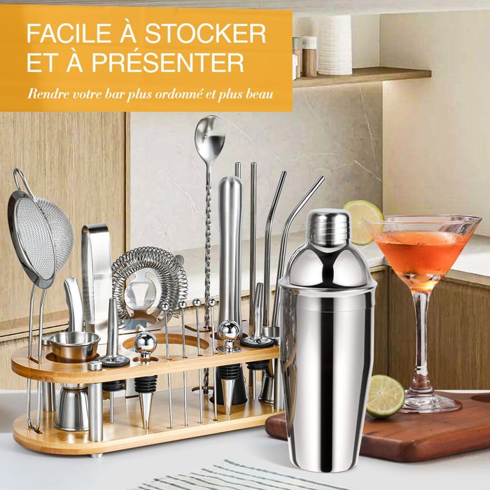 Shaker à Cocktail Vintage En Verre Et Métal Chromé – Mélangeur Automatique Fonctionnant Sur Piles, Super Look Rétro