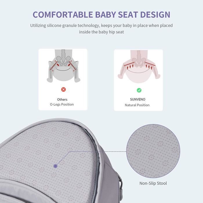 Porte-bébé ergonomique avec siège de la hanche Forme naturelle