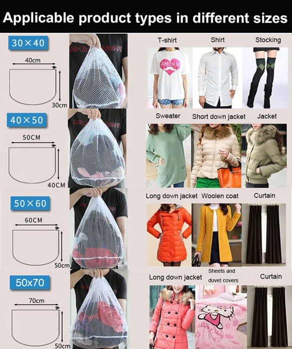 Sac à Linge à Cordon 7 Tailles Filet à Linge Beige En Maille Pour Machine à Laver, Soutien-gorge, Vêtements Pour Bébé, 7 Pcs - Electroménager