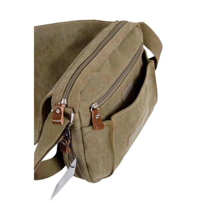 KATANA petit sac besace toile garni cuir ref 6514 sable 6 couleurs disponible Sable Cdiscount Bagagerie Maroquinerie