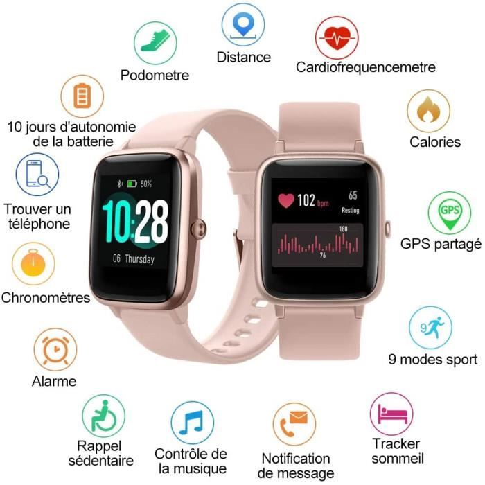 Chrono - Montre Connectée avec appel, G.Home Fitness Tracker pour  téléphones Android et compatible avec iPhone, compteur de pas Smartwatch  étanche avec moniteur de sommeil de fréquence cardiaque（Bleu） - Montre  connectée 