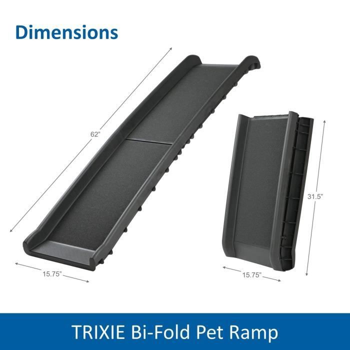Rampe D'Accès Pour Chien PETGARD Atlanta - 155x40x14cm - Plastique Noir Antidérapant - Portée 90kg