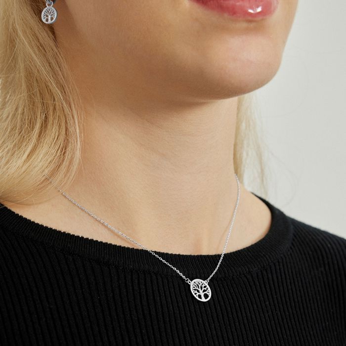 Collier En Argent 925 Rhodié - Pendentif Arbre De Vie Dans Un Cœur - Marque Tata Gisèle - Neuf Avec étiquettes