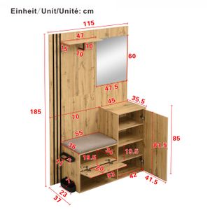 IDMarket Vestiaire D'Entrée PEDRO 79 Cm - Bois Et Métal Blanc Design Industriel Avec Banquette