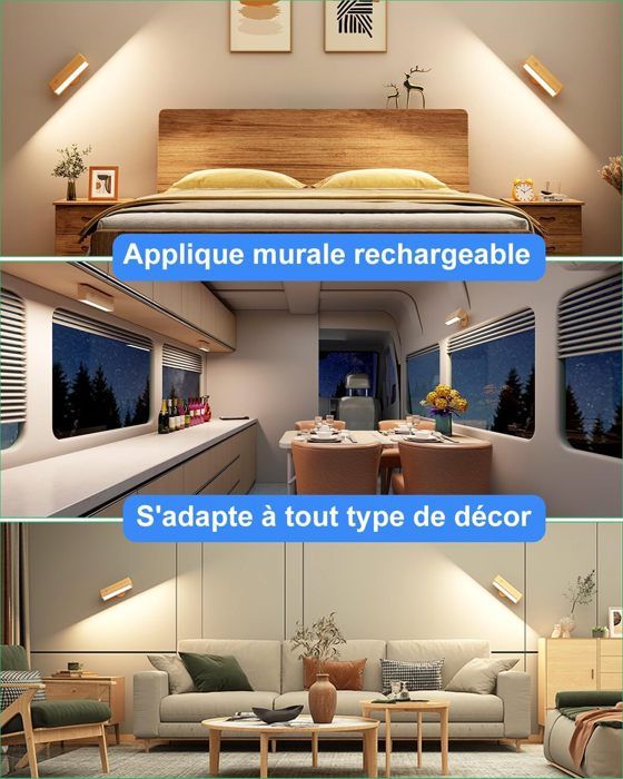 Czzoypi Appliques Murales à Capteur avec Lumière de Nuit Magnétique à LED Sans Fil Rechargeable à Piles