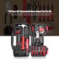 38 pièces bricolage ménage maison outil à main ensemble kit boîte marteau pinces ciseaux  -HB065-0
