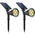 Lot de 2 projecteurs solaires à LED Spiky - LUMI JARDIN - 200 Lumens - Blanc chaud - Etanche - 34 cm-0
