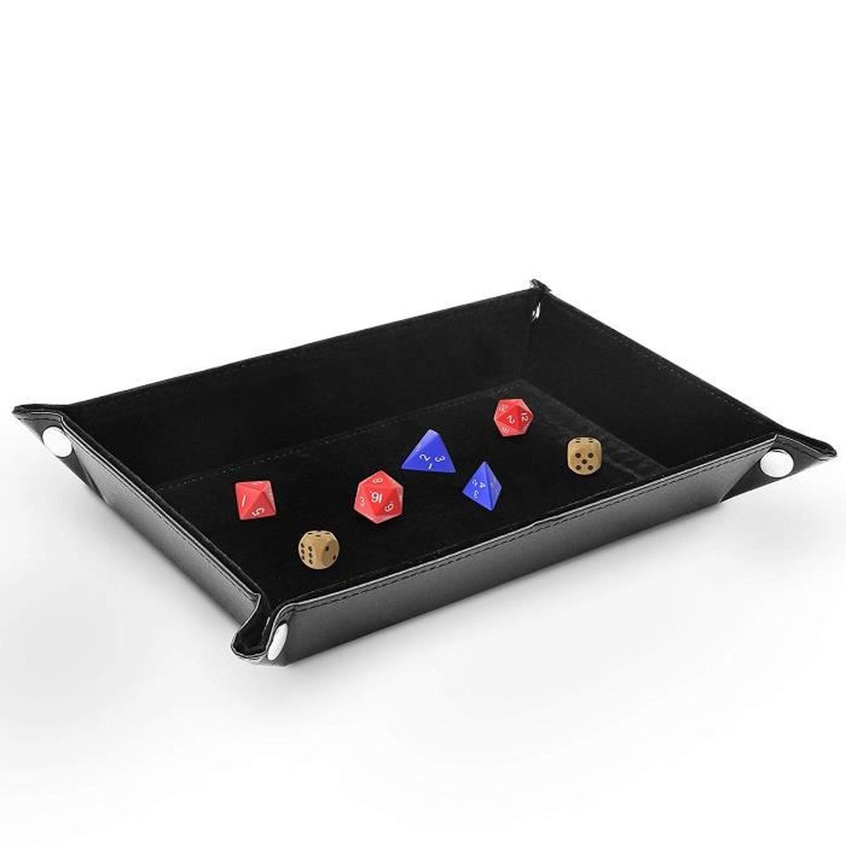 SIQUK 6 Pièces Piste de Dés Plateau de des Pliable Cuir et Velours Piste Dés Pliant pour DND RPG Jeux de Table Camel, Noir, Rouge, Jaune, Bleu, Vert 