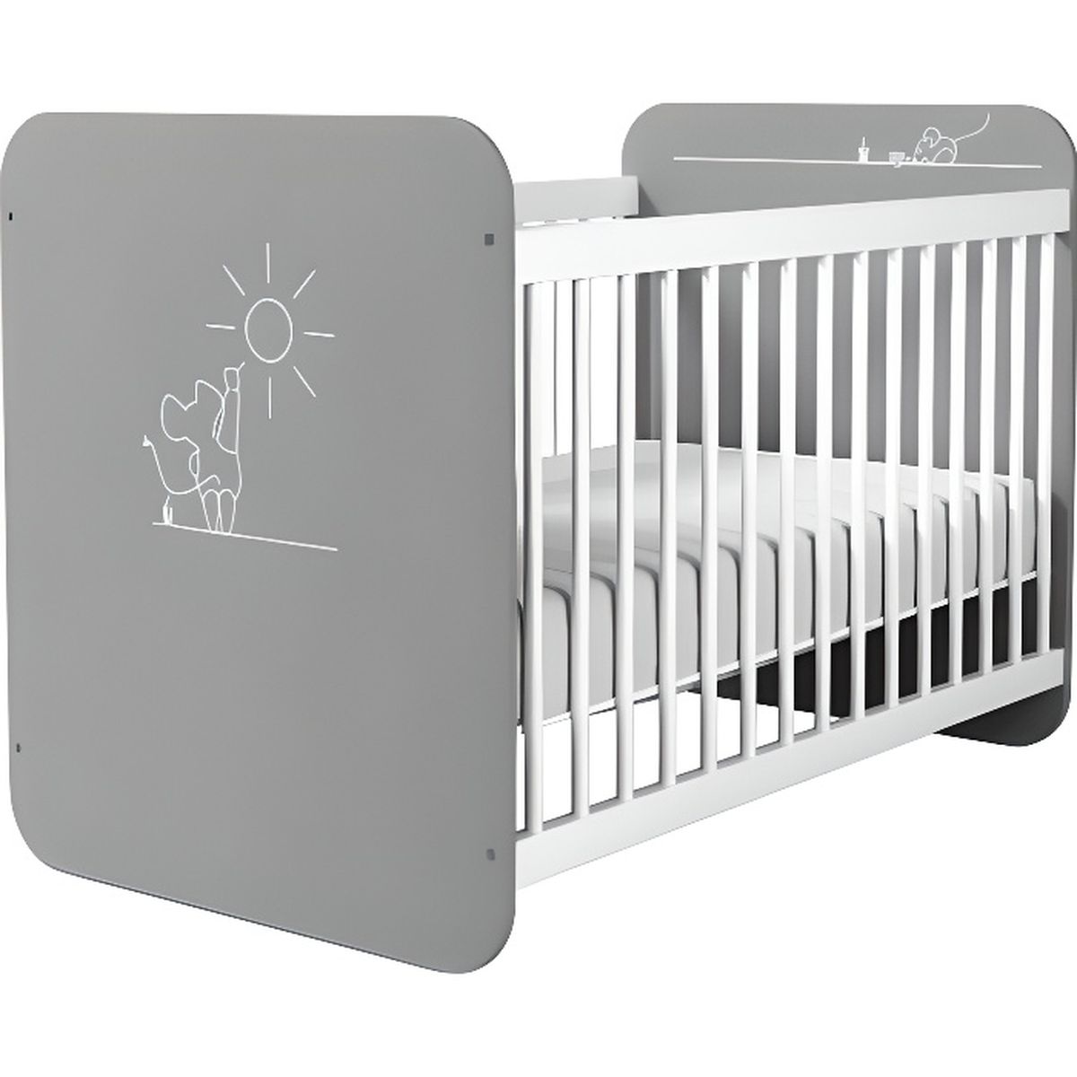 Lit Bebe Gris Souriceau 60x1 Cdiscount Puericulture Eveil Bebe