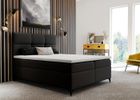 TRADA Lit adulte 180x200 cm LIMBA - avec matelas ressorts intégrés, rangement et surmatelas - tissu velours – noir