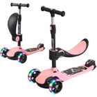 BRAND BremToy Trottinette pour Enfants, 4 Hauteur Réglable, 3 Roues LED élégantes, Trottinette Pliante, Charge Maximale 50 kg, Rose Clair