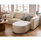 BESTMOBILIER Miro - canapé d'angle réversible - 4 places - convertible avec coffre - en velours texturé - Beige