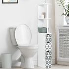IDMARKET Meuble WC étagère bois WILLY 3 portes blanc et motif carreaux de ciment gris