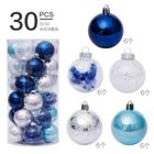 OEMG 30 boules de Noël transparentes de 6 cm pour suspendre un arbre de Noël - Décoration de fête - Bleu et argent