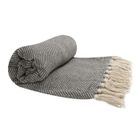 RIDEAUDISCOUNT Fouta, Jeté de Lit, Plaid 100% Coton 120 x 150 cm avec Franges Jacquard Bicolore Strié Gris Charbon 120 x 150cm