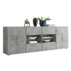 TOUSMESMEUBLES Buffet 2 portes 4 tiroirs Béton ciré clair - TICATO - L 241 x l 43 x H 84