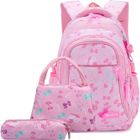 Cartable Fille Primaire Sac à Dos Enfant Primaire Set,VIPITH de Sac d'école 3 en 1 avec Sac à Lunch Sac à Crayons,Rose