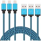 ZSONIX [Lot de 3, 2m]Câble Chargeur Cordon en Nylon Tressé Connecteur en Aluminium pour iPhone iPad iPod-Bleu+Noire