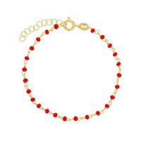 Bracelet PERLAS LATINAS - Jouailla Bijoux - perles de verre rouge - argent 925-1000 doré - pour femme