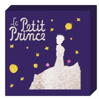Cadre lumineux bois 'Le Petit Prince' bleu (nuit étoilée) - 20x20 cm [Q9739]