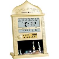 Mosquée Horloge Murale Calendrier Azan Alarme Prière Musulmane avec Ecran LCD Décor Maison Or