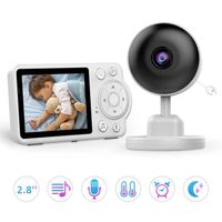 JIATZOCN Babyphone Camera, Babyphone Vidéo 480P, Zoom 4x, 2,8'' LCD Moniteur, Vision Nocturne, Communication Bidirectionnelle, VOX