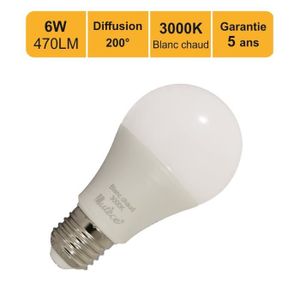 AMPOULE - LED Ampoule LED E27 6W 470Lm 3000K - garantie 5 ans