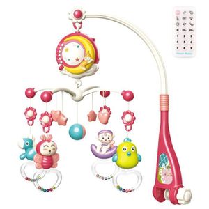 MOBILE Rouge - Hochet mobile musical CPull pour bébé avec télécommande, Jouet de décoration de cloche lumineuse, Bud