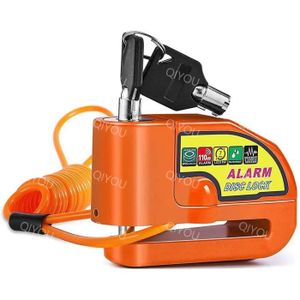 ANTIVOL - BLOQUE ROUE Orange - Serrure d'Alarme Antivol pour Moto et Vélo, En Alliage d'Aluminium, Fournitures WaterVerde