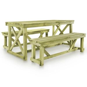 Luxueux Magnifique Moderne Table De Brasserie Avec 2 Bancs Bois Fsc Achat Vente Ensemble Table Et Chaise De Jardin Luxueux Magnifique Cdiscount