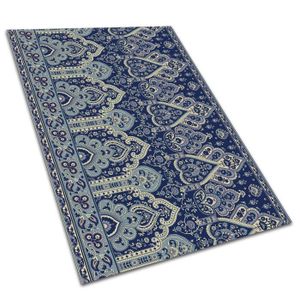 TAPIS D’EXTÉRIEUR Tapis d'extérieur en vinyle Decormat - Texture indienne - 120x180cm - Bleu
