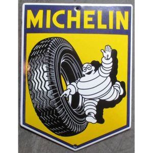 Grande plaque publicitaire émaillée pour pneu de tracteur Michelin Tire Man  Bibendum -  France