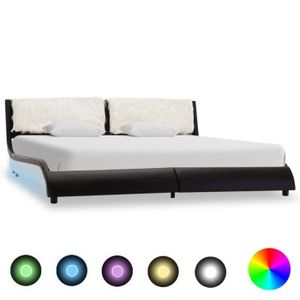 STRUCTURE DE LIT PAL Cadre de lit avec LED Noir et blanc Similicuir 180 x 200 cm 1
