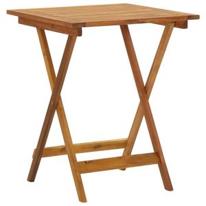TABLE DE JARDIN  Table pliable de jardin - Bois d'acacia massif - 60x60x75 cm - Résistance aux intempéries