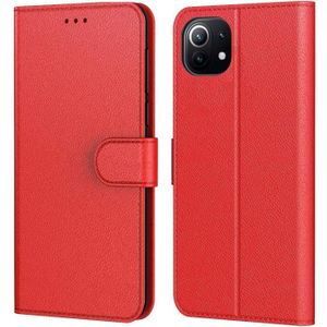 HOUSSE - ÉTUI Coque Xiaomi Mi 11 Lite 4G / 5G Rouge ,AURSTORE Housse avec languette Etui Pochette En Cuir PU Multifonction,Protection En 360